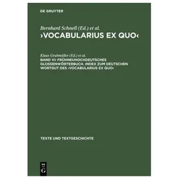 Frühneuhochdeutsches Glossenwörterbuch. Index zum deutschen Wortgut des ›Vocabularius Ex quo‹, Fachbücher von Bernhard Schnell, Erltr Auer, Hans-Jürgen Stahl