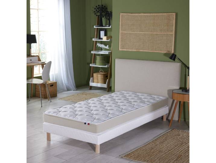 Matelas mousse accueil latex 3 zones + sommier 90x190 blanc