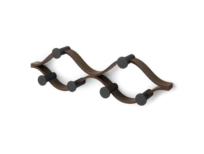 Umbra Montage Wandgarderobe mit 6 Haken, Birke, Schwarz/Walnuss Bugholzdesign, aus nachhaltiger Forstwirtschaft, belastbar bis 13,6 kg