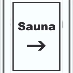HB-Druck Sauna Schild mit Text und Richtungspfeil rechts Erholung Entspannung hochkant A1 (594x841mm)