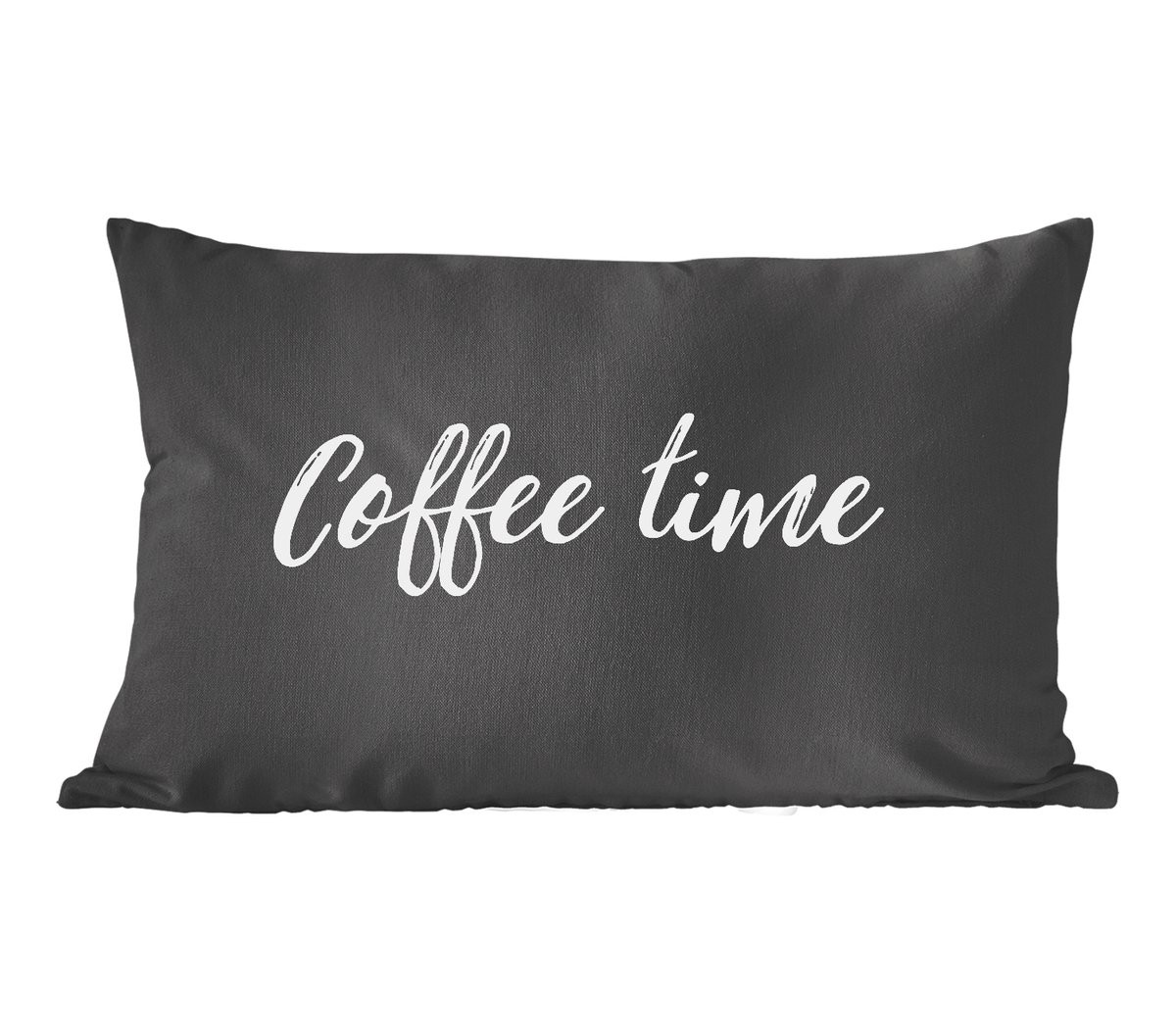 PillowMonkey Sierenkussen met Coffee Time Quote - 60 x 40 cm