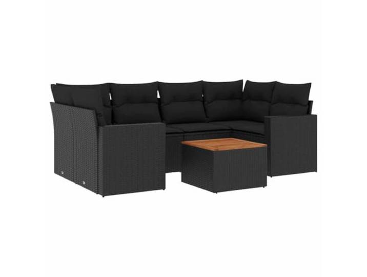 PUGYNBK Esszimmer-Set für den Garten, 7-teilig, synthetisches Rattan, Schwarz