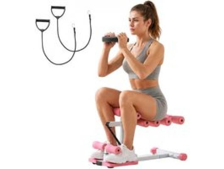 VEVOR Deep Squat Machine Verstellbarer Gesäßtrainer mit Widerstandsbändern, Klappbares Trainingsgerät für Rumpf, Beine & Gesäß, Liegestütz-Trainer für Heim-Fitnessstudio, Pink-Weiß, für Zuhause