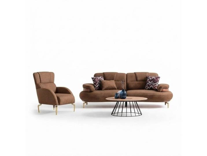 JVmoebel Polstergarnitur Moderne blaue Sofagarnitur 3+3 aus Polyester mit höchstem Komfort, (2-tlg., Sofa, Sessel), Made in Europe