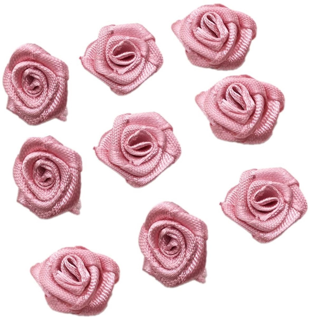 Dailygoody Kleine Kunstbloemen Decoratieve Satijn Rozen - 100 Stuks - Miniatuur Doe-het-zelf Accessoires