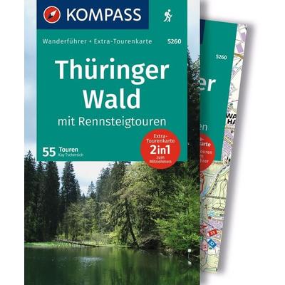 KOMPASS Wanderführer Thüringer Wald mit Rennsteigtouren, 55 Touren mit Extra-Tourenkarte, Taschenbuch von Kay Tschersich, KOMPASS Freytag & Berndt,