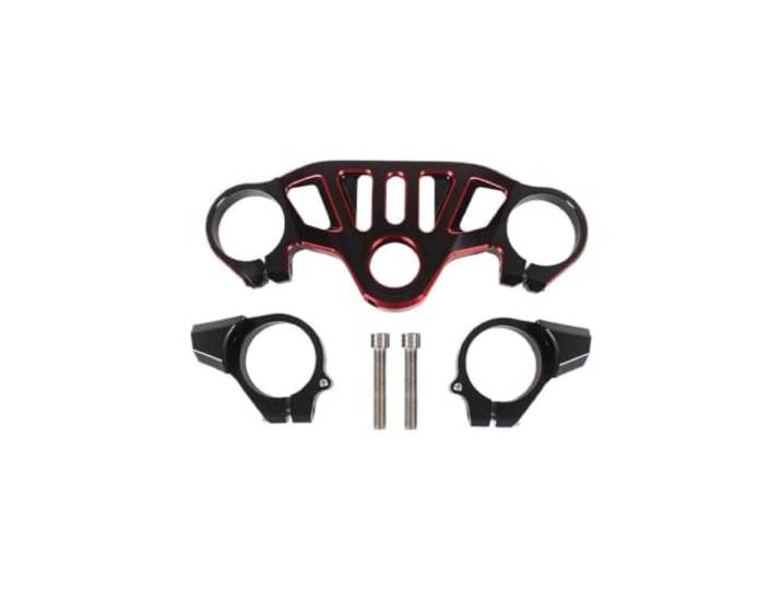 Obere Gabelbrücke， Für Aprilia RS660 2021 2022 2023 Motorrad Gabel Senkung Triple Tree Front End Obere Klemme Gabelführung Gabelbrücke，(Black and red)