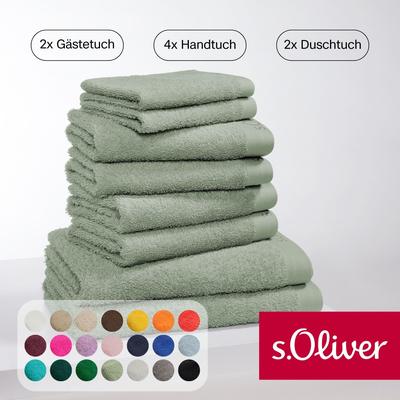 Handtuch Set S.OLIVER "s.Oliver, Premium Qualität, 600 gr/m²", grün (hellgrün), 8 Stk., Walkfrottier, Walkfrottier, Obermaterial: 100% Baumwolle, Handtuch-Sets, 2 Gästetücher 30x50, 4 Handtücher 50x100, 2 Duschtücher 70x140