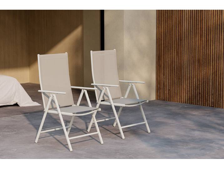 2er - Set Gartenstuhl Luma - ein klappbarer Stuhl in schlichtem Beige - Beige - Luxusbetten24