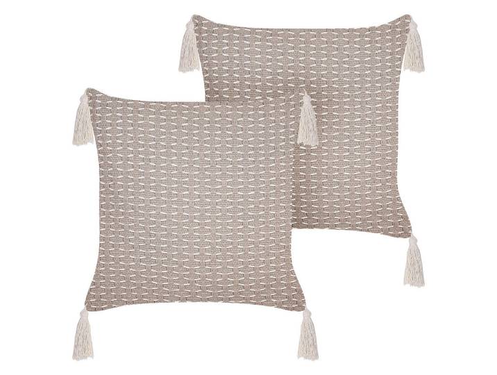 Beliani Dekokissen 2er-Set Taupe 42/42 cm Hakone, Graubraun, 42x42 cm, Heimtextilien, Wohntextilien, Kissen, Zierkissen