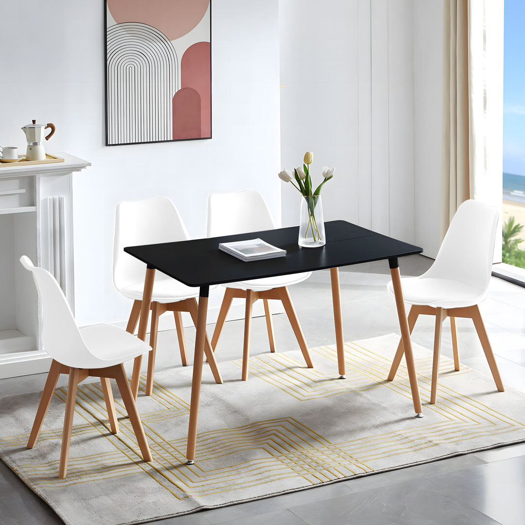 Hykkon Nero 4 -Person Dining Set Black/White 4