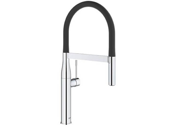GROHE 30295000 Essence Semi-Pro Einhand-Küchenspüle Wasserhahn mit herausziehbarem Sprühkopf, Messing, Starlight Chrom