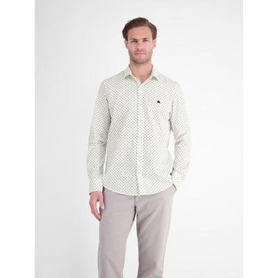 Langarmhemd LERROS "Sportives Herrenhemd mit modischem Minimalprint", Herren, Gr. XXL, Normalgrößen, broken weiß, 100% Baumwolle, Hemden