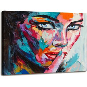 visario Wandbild Frauengesicht, Leinwand, Querformat, 80 x 60 cm