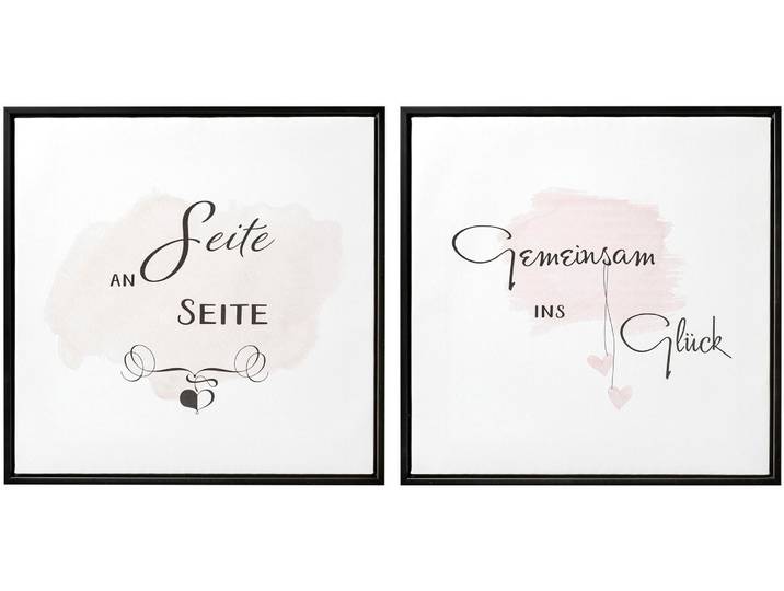 Bild mit Rahmen CREATIV HOME Deko-Bild Glückliche Liebe , rosa (farbe rahmen: schwarz, farbe bild(er): rosa), B:40cm H:40cm T:2,5cm, Bilder, Bild mit Rahmen, in quadratischer Ausführung