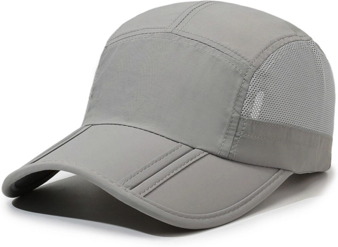 INF Entenschnabel-Kappe aus Polyester mit Sonnenschutz, schnelltrocknendem Mesh, verbreitertem Schweißband und verstellbarem Hellgrau
