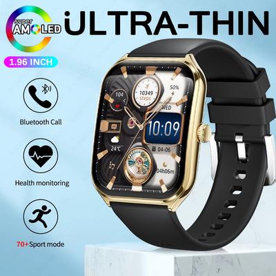 Inspire Daily Merch Ultra Thin Smart Watch Men Screen Waterproof Call Always Show Time Heart Rate Monitor white