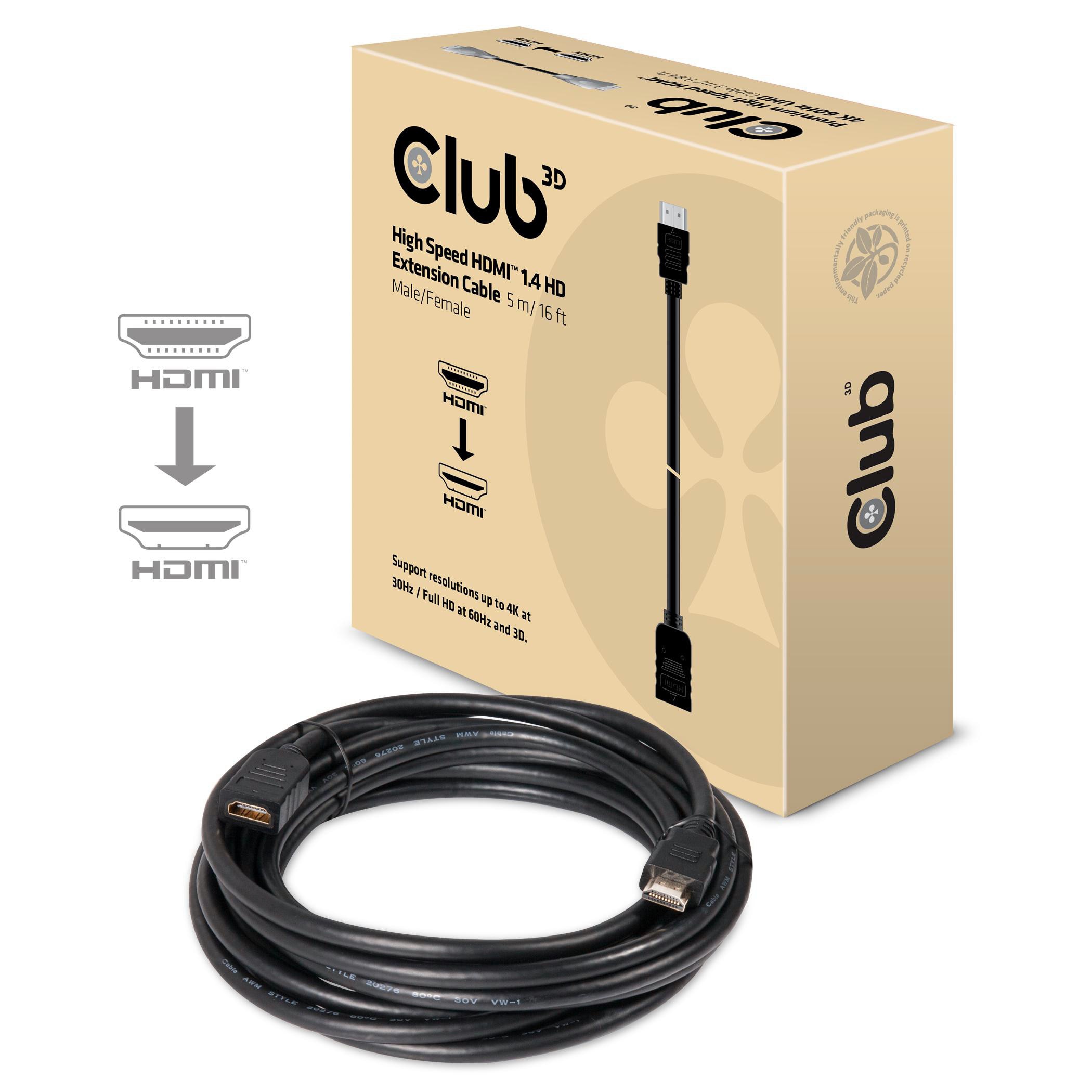 Club 3D CAC-1320 High Speed HDMI 1.4 HD Extension Kabel M/F 5m
