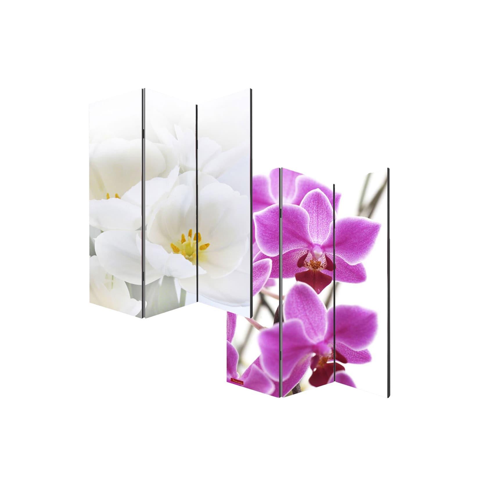 Foto-Paravent Paravent Raumteiler Spanische Wand Bagheria ~ 180x120cm, Orchidee