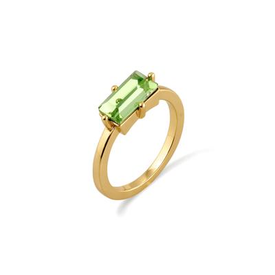 Silberring ELLI "Ring Solitär Glas Kristalle Grün Goldfarben" Gr. 56, gold, Fingerringe, Damen, 56, Messing, Silberring