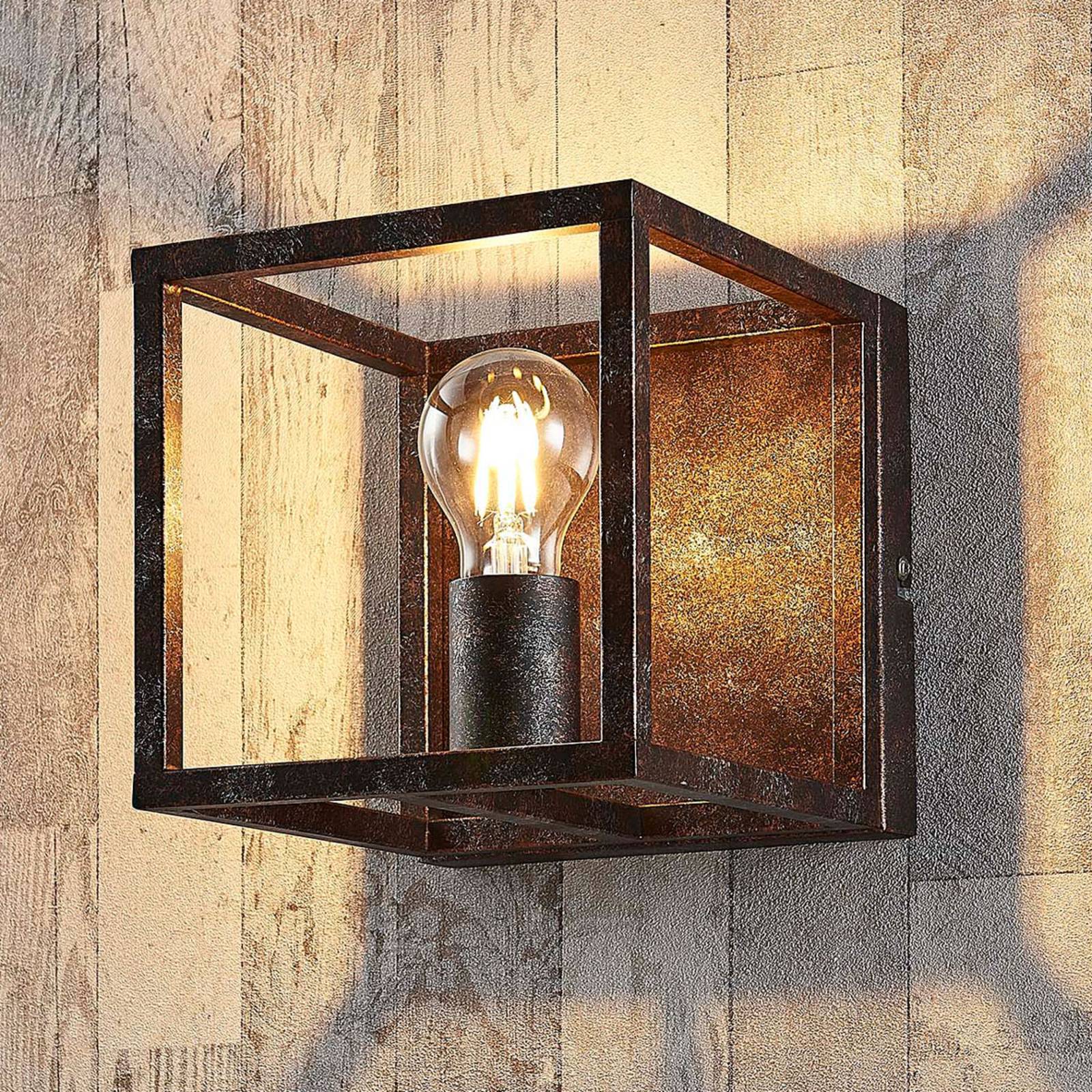 Wandleuchte Emin Lindby, dimmbar, braun / rost, für Wohn- / Esszimmer, Metall, Landhaus / Rustikal
