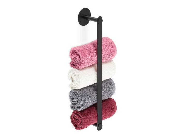 Relaxdays Porte-serviettes noir sans perçage