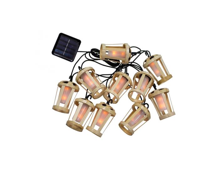 Newgarden Hiama LED-Solar-Lichterkette, 10-flammig, Holz hell, Bambus