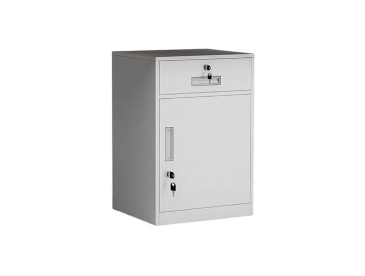Büroschrank Büro-Kurzschrank, multifunktionaler Aufbewahrungsschrank, Aktenschrank, Schubladenschrank aus Stahl unter dem Schreibtisch mit Schloss, Schrank, 1,2 mm(Weiß)