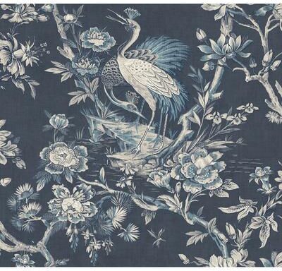 Seabrook Designs Alice Crane Toile Unpasted Wallpaper