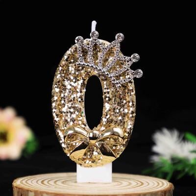 Uplift Treasures Gold Crown Number Birthday Cake Candle For Elegant Cake Decoration