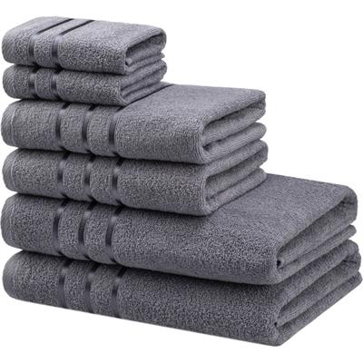 Handtuch Set BRUNO BANANI "Clement, Duschtücher, Handtücher, Seiftücher", grau, Obermaterial: 100% Baumwolle, Handtuch-Sets, mit dezent glänzender Streifenbordüre, einfarbig, aus 100% Baumwolle