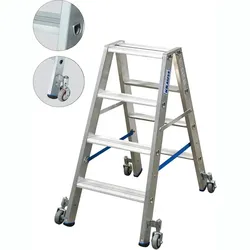 Doppelleiter Krause Stabilo fahrbar - 2x4 Stufen beidseitig besteigbare Stufenleiter