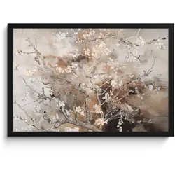 POSTER MIT RAHMEN Mandelblüte - Kunst - Van Gogh - Beige - Abstrakt 60x40 cm