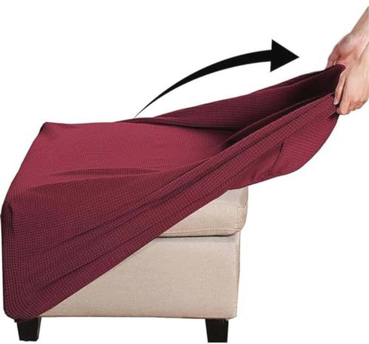 Wasbare antislip stretch poefhoes voor voetenbank 50 x 50 cm