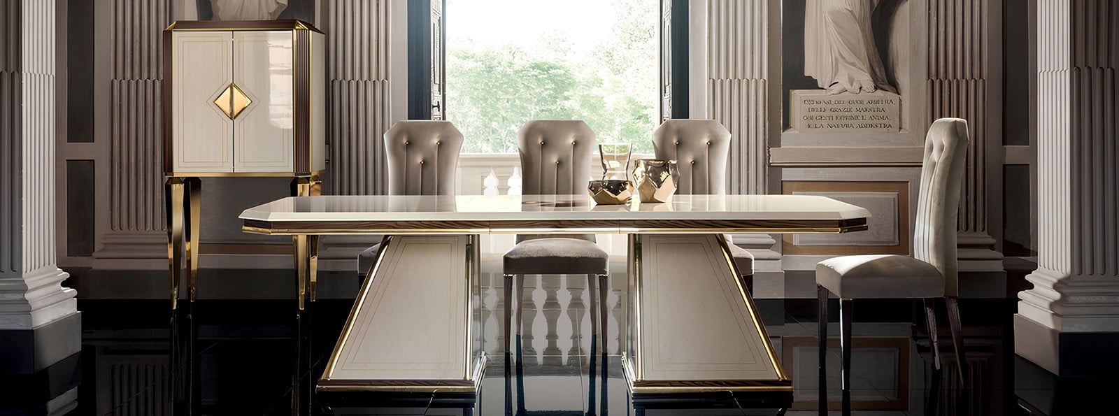 Designer eettafel in Italiaanse stijl voor de eetkamer, Breedte: 110 cm, Diepte: 110 cm, Hoogte: 76 cm
