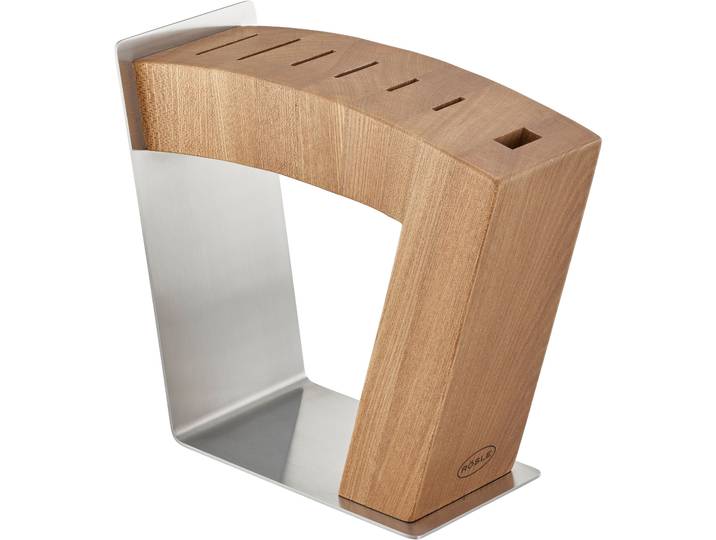 Messerblock RÖSLE MoveX , braun (silberfarben, braun), B:23cm H:11cm L:27cm, Messerblöcke, Messerblock, aus Edelstahl und Ulmenholz, zwei Standpositionen, unbestückt