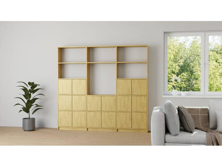 Stylische TV Wand - TV-Regal nach Maß Eiche Natur geölt