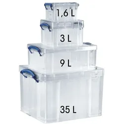 Really Useful Box Ablageboxen-Set transparent, 48x31x39 cm
