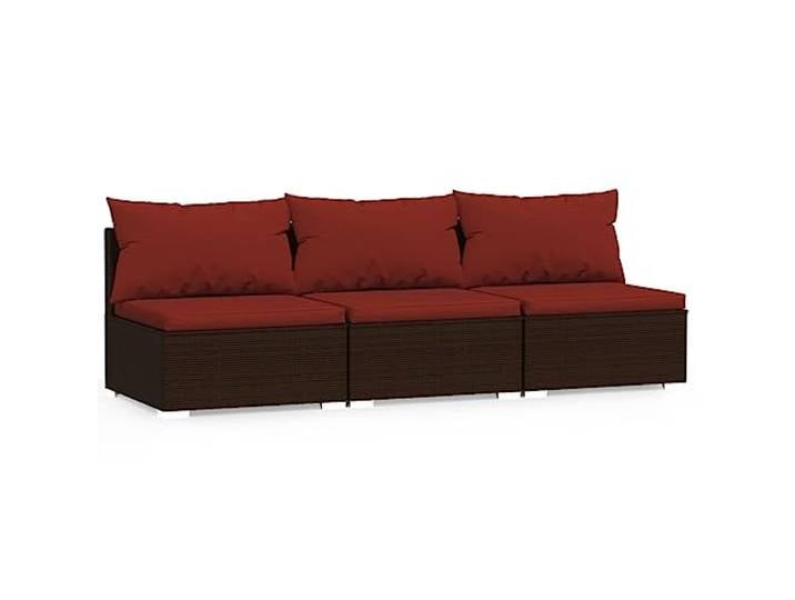 Makastle 3-Sitzer-Sofa Braun PE-Rattan mit Kissen 210x70x60,5 cm