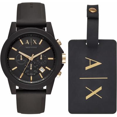 Chronograph ARMANI EXCHANGE, schwarz, Armbanduhren, Herren, Chronograph, Quarzuhr, Armbanduhr,Herren,Stoppfunktion,Geschenkidee, Silikonarmband