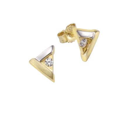 Paar Ohrstecker VIVANCE "333 Gold zweifarbig Zirkonia weiß", bunt (mehrfarbig, weiß), Ohrringe, Damen, one-size, Gold