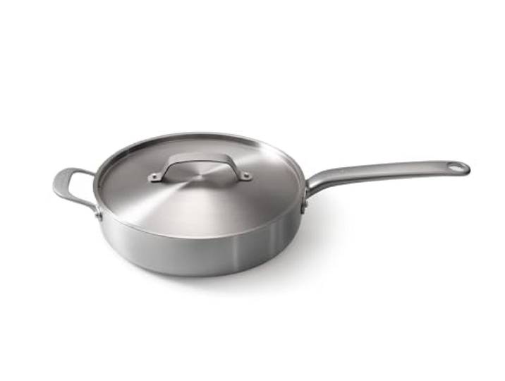 Skottsberg Edelstahl‑Schmorpfanne mit Deckel - Ø 28cm – PFAS‑frei, spülmaschinenfest - für Induktion, Gas, Ceran & Backofen