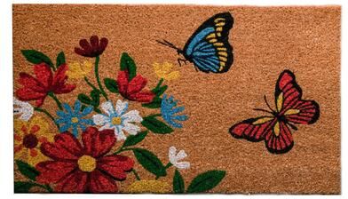 IH Casa Decor Coir Door Mat Flowers & Butterflies
