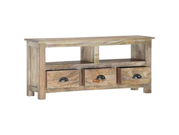 KGHERMDF TV-Schrank 110x30x50 cm Massivholz Mango Retro-Stil, 2 Fächer, 3 Schubladen, Handgefertigt, Einzigartige Holzmaserung