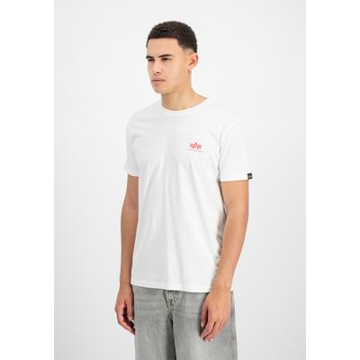 T-Shirt ALPHA INDUSTRIES "Backprint T-Shirt", Herren, Gr. XS, weiß (weiß, speed rot), Obermaterial: 100% Baumwolle, Shirts T-Shirt