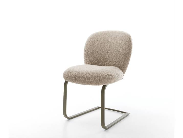 Freischwinger Nube-Flex Bouclé Schlamm Freischwinger flach Effektfinish Titan Taschenfederkern, Esszimmerstühle