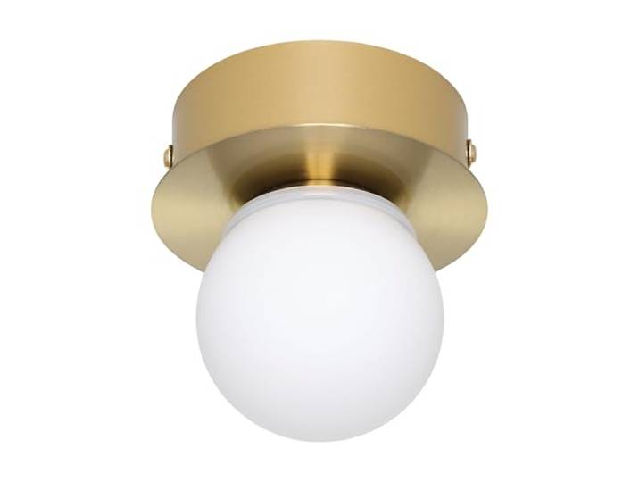 EGLO Plafonnier LED Mosiano\, petite lampe de plafond en forme de boule éclairage pour salle de bains en métal en laiton et verre en blanc\, blanc chaud\, IP44\, ∅ 11 cm