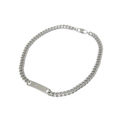 Edelstahlkette KARL KANI "Karl Kani Karl Kani Retro Plate Chain", silber, Halsketten, Herren, onesize, Stahl, Edelstahlkette
