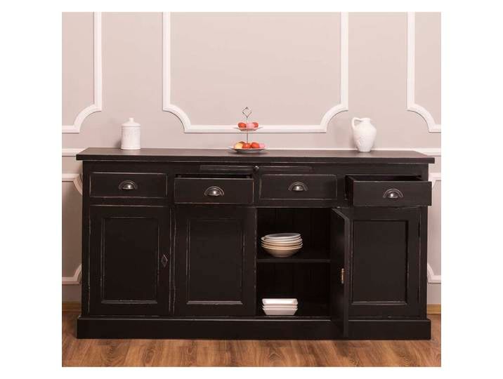 Landhausstil Anrichte 4-türig Schwarz Shabby