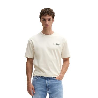 T-Shirt MARC O'POLO "mit Seafood-Rückenprint", Herren, Gr. XL, weiß (silky weiß), Obermaterial: 100% Baumwolle, unifarben, Basic, loose fit, Rundhals, Shirts T-Shirt